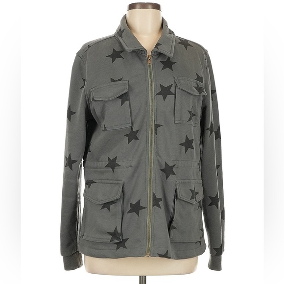 Vigoss Star-Patterned Utility Jacket in Gray and Black - Picture 1 of 5
